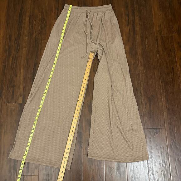THREE BIRD NEST Wide Leg Pants Camel Brown Knit High Rise Lagenlook - Picture 10 of 11